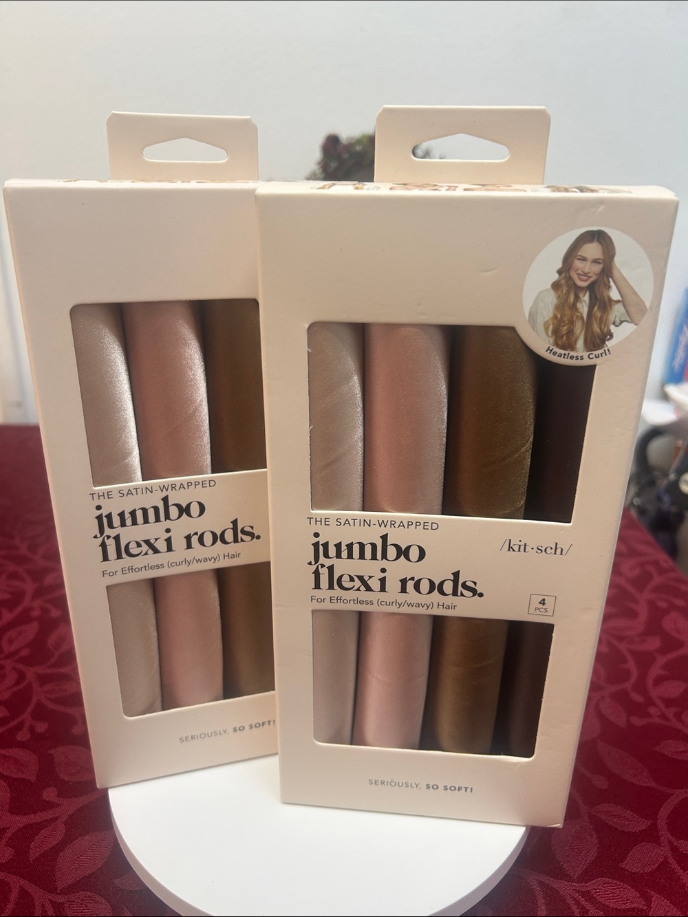 Kitsch Jumbo Flexi Rods Satin-Wrapped in Rose, Champagne & Brown